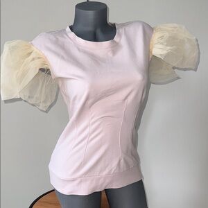 Chelsea 28 Light Pink Puff-Sleeve Women's Top XS